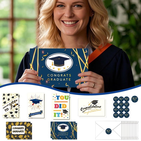 Graduation Cards 2026 12 Pack Congratulations Cards With Envelopes And Seals Graduation Card Set For Grad Party 6 Unique Designs 12 Cards 12 Envelopes Event Party