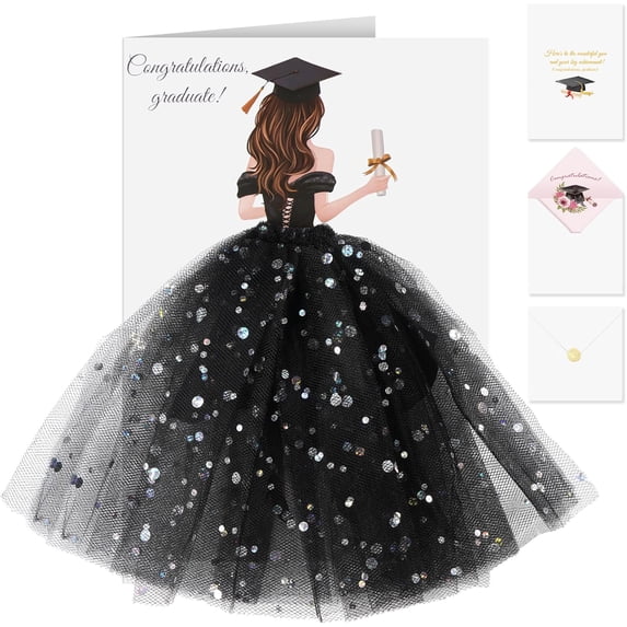 Graduation Cards 2026,college/high school Graduation card,congratulations cards with envelopes,GRADUATION Gifts fo r her,pop up graduations Card for women daughter,sister,girlfriend-black