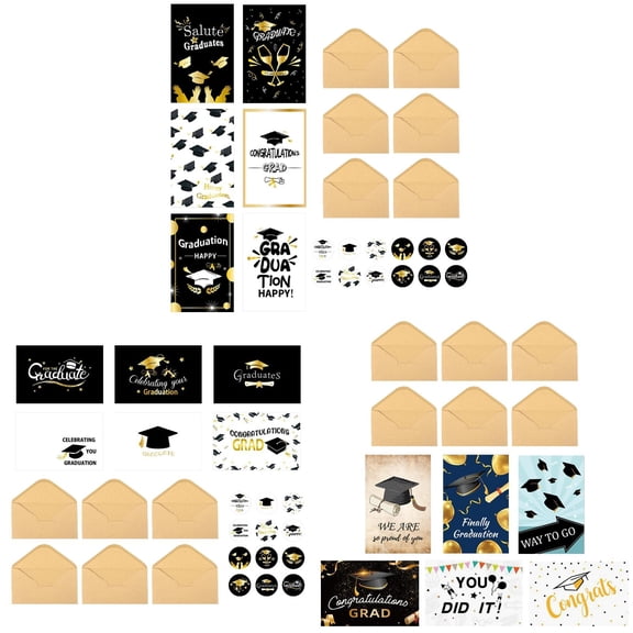 Graduation Cards, 6 Pack with Envelopes, Blank Inside Thank You Cards for Graduates, Class of 2026 Congratulations Card Set, Graduation Party Invitations & Gifts
