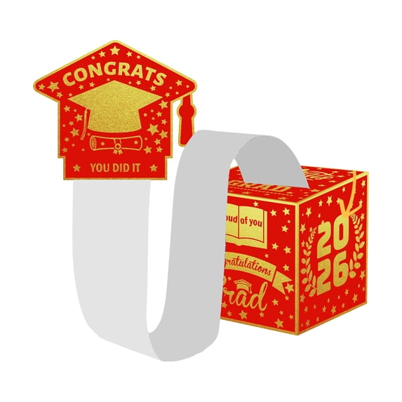 Graduation Cash Gift Box Orange Gold, Class of 2026 Money Pull Box with OPP Bag, Surprise Money Holder for Graduation Decorations and Graduation Party Game