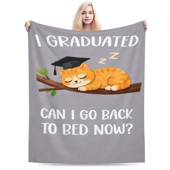 Graduation Cat Blanket Funny Graduate Gift Throw Blanket Cozy Soft Blanket Gift for College Graduate Student Home Decor 50x40