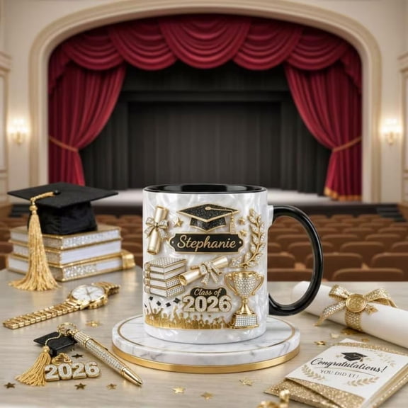 Graduation Ceramic Mug Coffee Tea Cup,Class Of 2026 Commemorative Drinkware Gift,Student Celebration Home Office Beverage Mug,Daily Use Ceramic Coffee Milk Tea Cup
