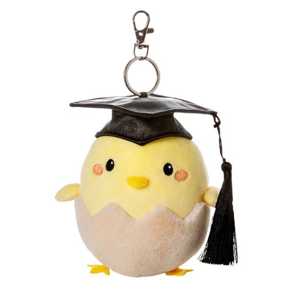 Graduation Chick Plush Keychain, 4.7 Inch Soft Stuffed Animal Pendant with Graduation Cap, Cute Plush Toy Charm for Backpack Purse Car Keys, C
