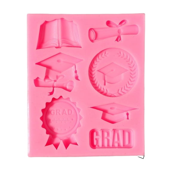 Graduation Chocolate Mold, 2026 Graduation Silicone Mold for Cake and Candy, Diy Cap and Diploma Silicone Fondant Mold for Baking and Resin Crafts (Pink, 2026 Graduation Silicone)