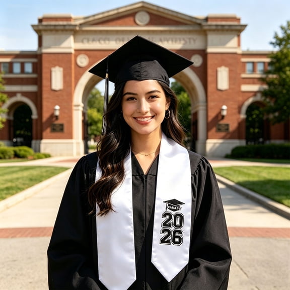 Graduation Class of 2026 Stole With Classic Tips - Unisex Adult - 62" Long - Graduation Sash, Graduation Stole/Sash, Multiple Colors Available