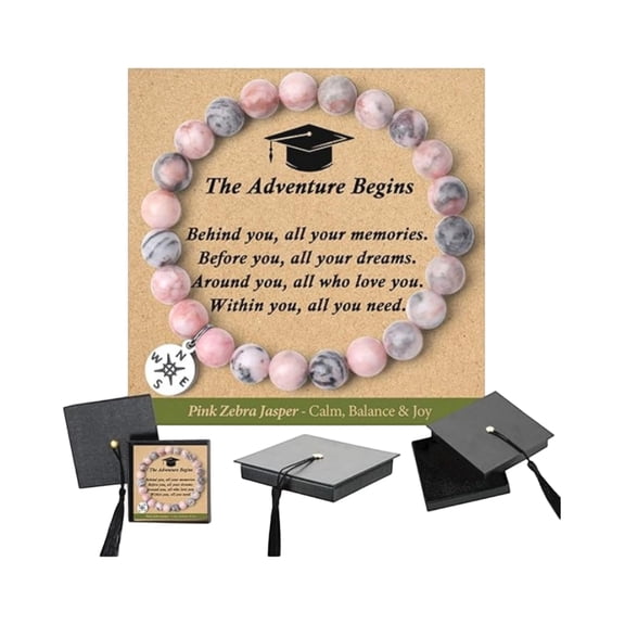 Graduation Compass Bracelet for Class of 2026, Colorful Imperial Jasper Compass Bracelet Graduation Gifts Inspirational College High School Compass Bracelet for Women Men B