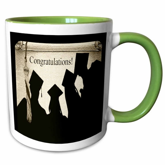 3drose, Graduation Congratulations 2012, Gold, 15oz Two-tone Green Mug
