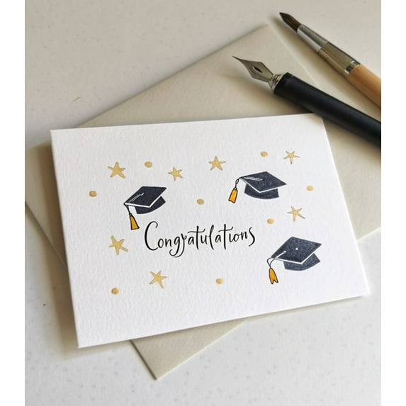 Graduation Congratulations Card – Cap and Tassel Design – Blank Inside, Envelope Included – Perfect for Graduates on Their Special Day