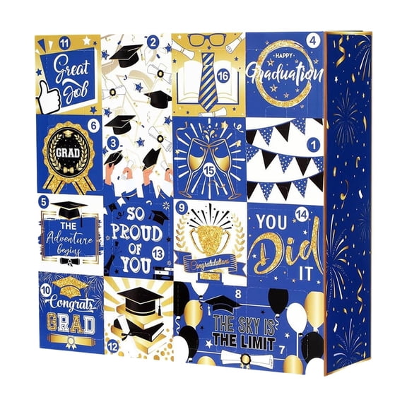 Graduation Countdown Box,2026 Self-Assembly 16-Day Countdown|College Graduation Calendar Box,for College High School Party Ceremony Event Celebration(Blue)