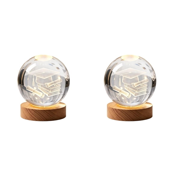 Graduation Ball Night Light, Custom Class of 2026 Keepsake Gift, Laser Engraved Sphere with LED Base, Graduation Decor for High School College Graduate 2 Pcs