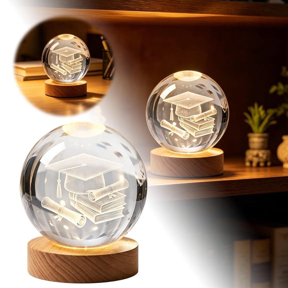 Graduation Ball Night Light, Custom Class of 2026 Keepsake Gift, Laser Engraved Sphere with LED Base, Graduation Decor for High School College Graduate