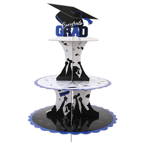 Graduation Cupcake Stand, Loetky Graduation Cap Cake Decorations, Congrats Dessert Collapsible 3 Tier Holder for Grad Party