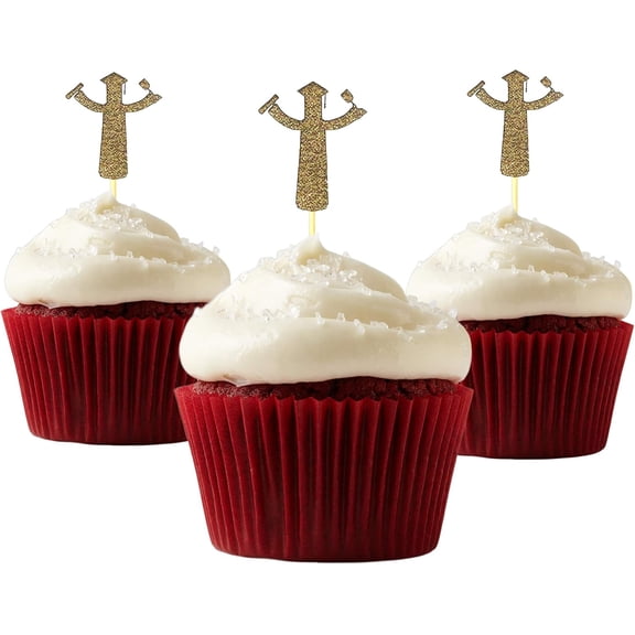 Graduation Cupcake Topper Color Gold 12 Pack Decoration Cake Graduation