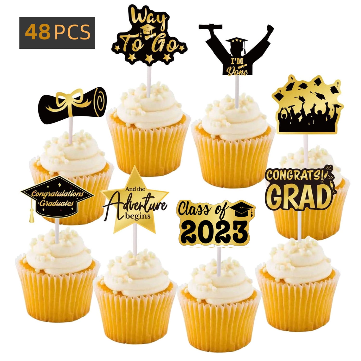  Abaodam 6pcs 2023 Graduation Cake Decorating Cupcake