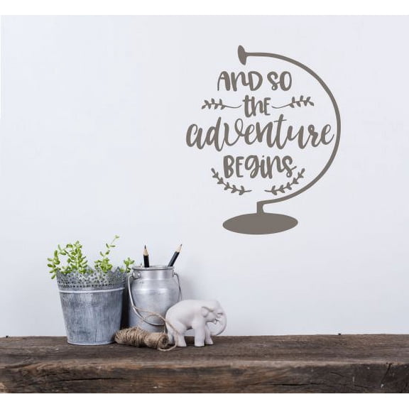 Graduation Decal Quotes So the Adventure Begins Vinyl Art Stickers 10x12-Inch Castle Gray
