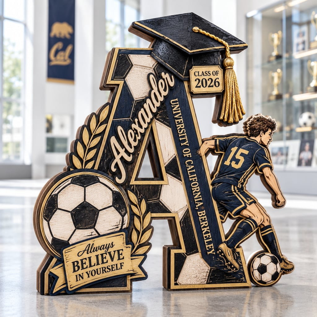 Graduation Decor Soccer Design Wooden College Keepsake Class of 2026 ...