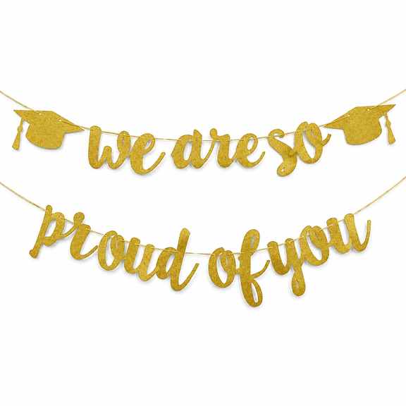 Graduation Decoration 2026 Banner Gold Glittery We are So Proud of You Congrats Grad Banner Congratulations Party Backdrop Supplies Gold
