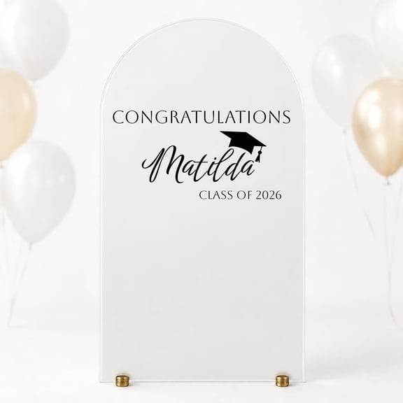 Graduation Decoration Backdrop Custom Vinyl Decal  Personalized Class of 2026 Sticker with Name and Cap Icon, Mirror or Acrylic Sign Decor for Graduation Party w27