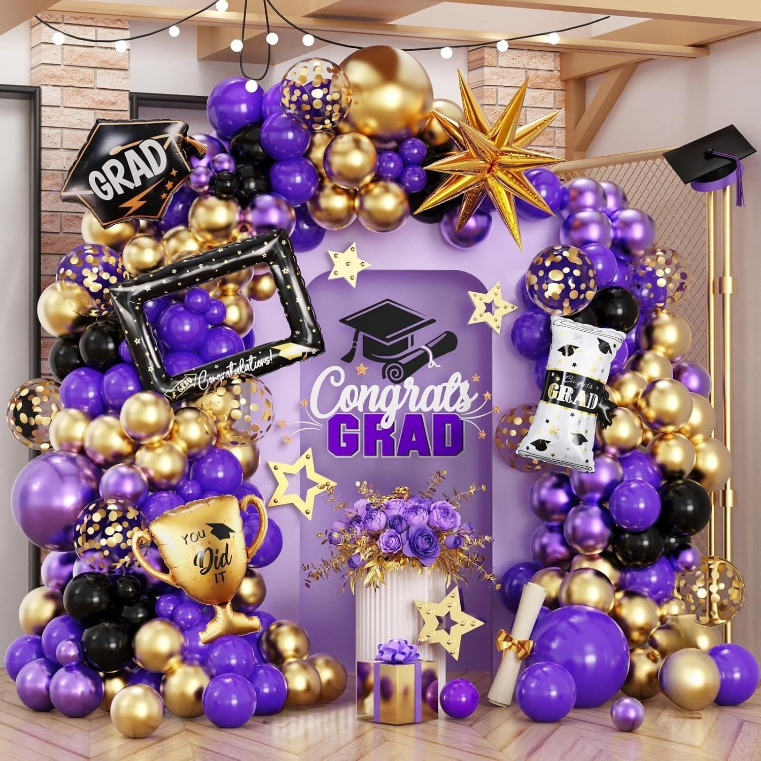 Graduation Decoration Balloon Arch Kit, ,with Photo Frame Foil ...
