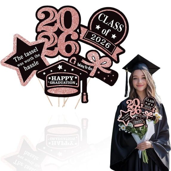 Graduation Decoration Class Of 2026 Congrats Grad Centerpiece Sticks 2026 Graduation Table Decor Toppers For College Grad Party Table Decorations Supplies(1 Set)