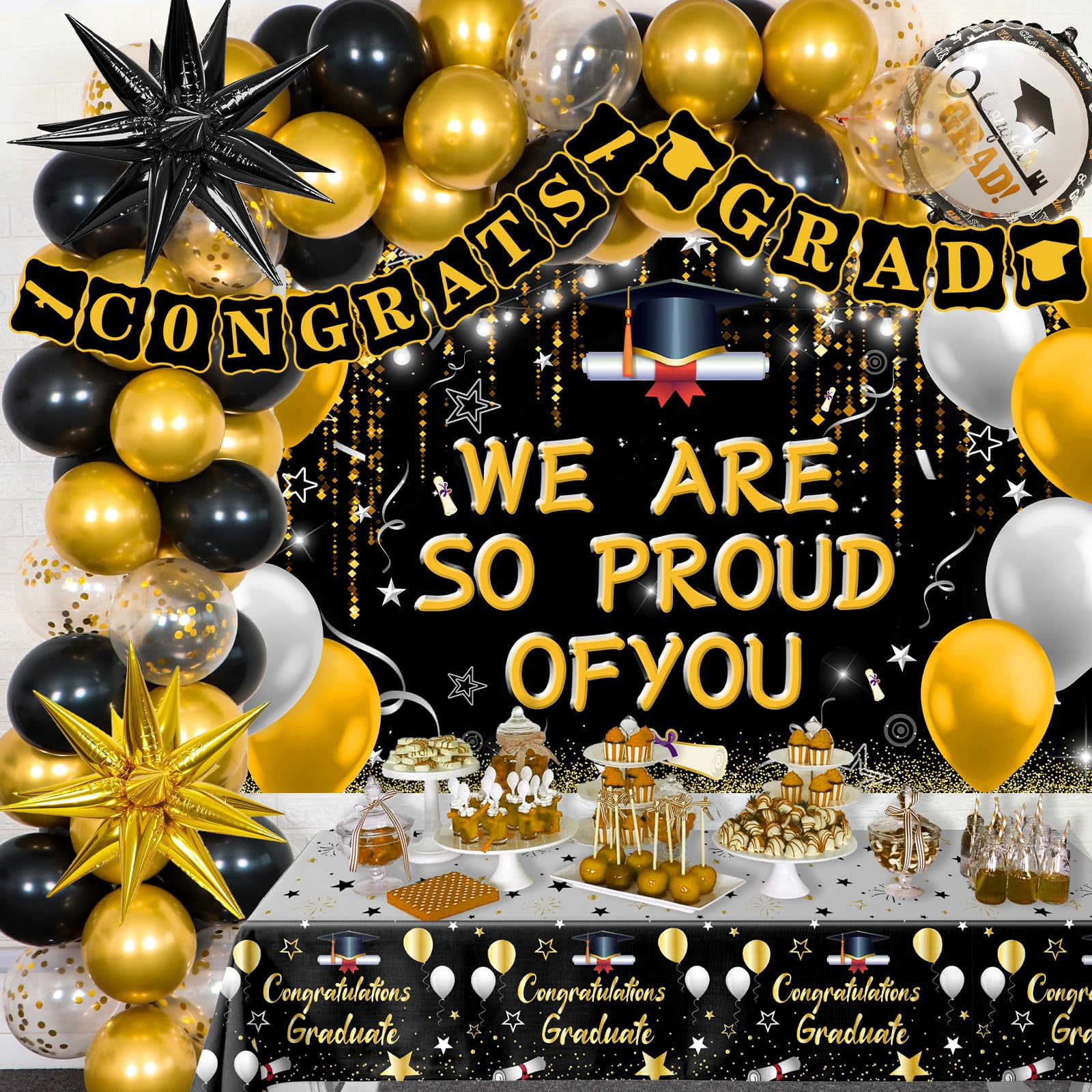 Graduation Decorations 2025 Black MMF7 and Gold, We Are of You ...