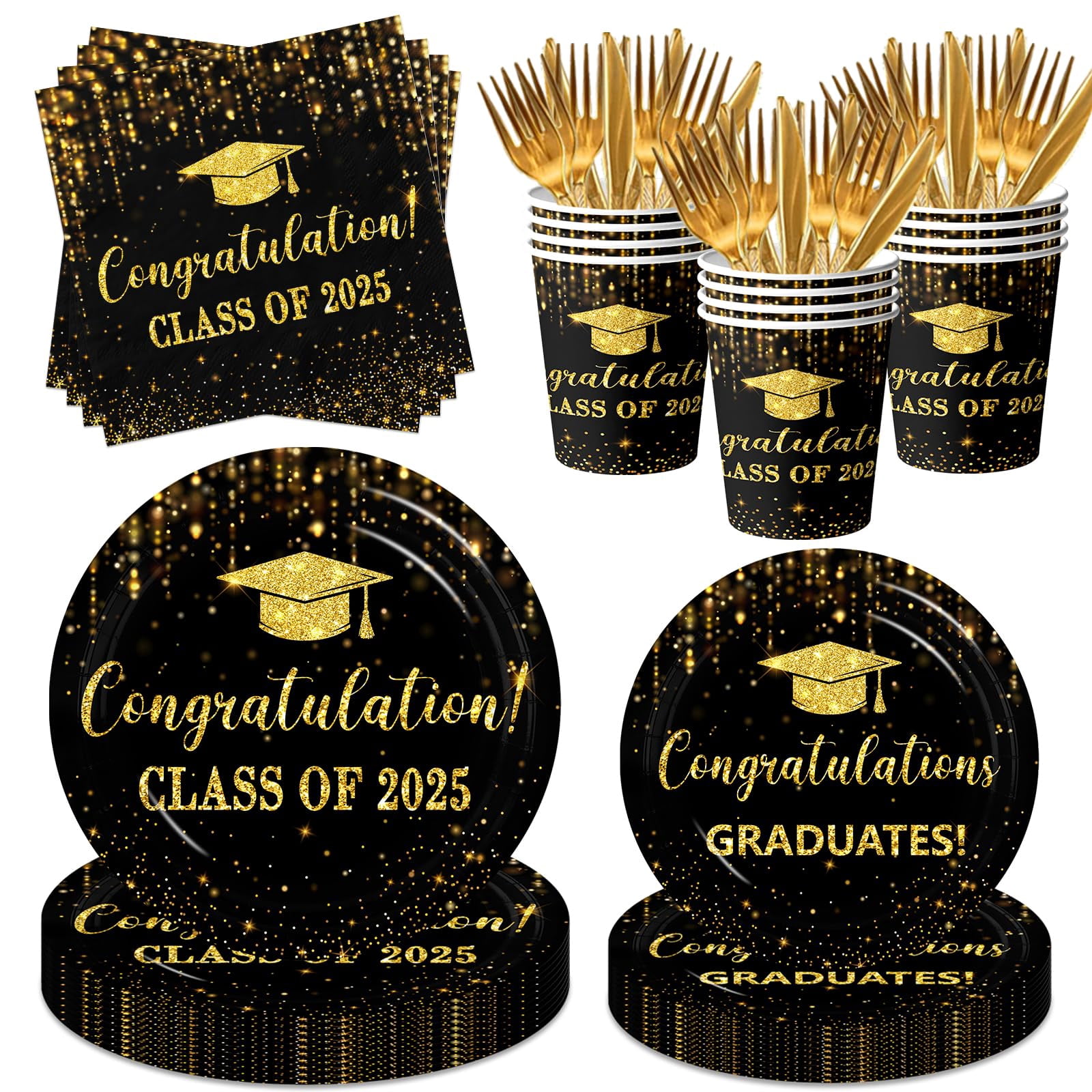 Graduation Decorations 2025 Black RRF12 and Gold Graduation Party ...