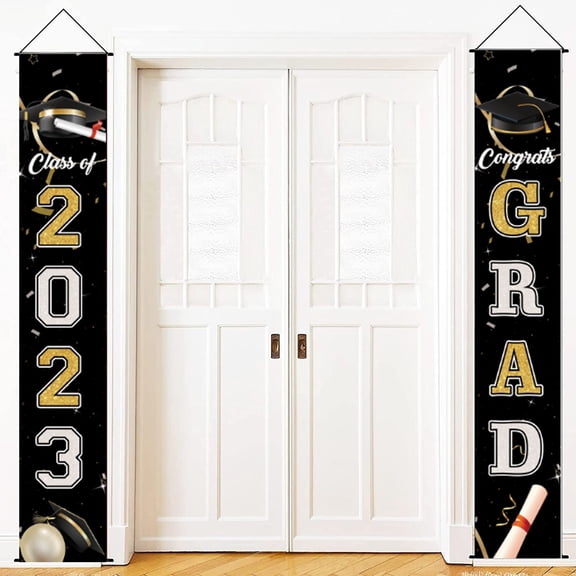 Graduation Decorations 2025 Clearance! 2023 Graduation Banners Hanging Flags Porch Sign Class of 2023 & Congrats Grad Banner 2023 Graduation Decorations Party Supplies for Indoor/Outdoor Home Door