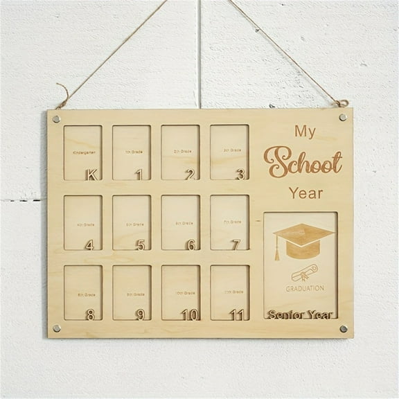 Graduation Decorations 2025 Clearance! Wooden Photo Display Frame for Kids 8X10 Inch Multi Photo Memory Keepsake From Kindergarten To Graduation (Natural Wood Adjustable Layout)