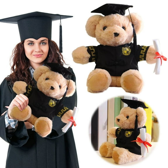 Graduation Decorations 2025 - Fwttom 10Inch Graduation Bears Class of 2025, Graduation Gifts Light Brown Plush Bear with Hat for Kindergarten Elementary High School College Party