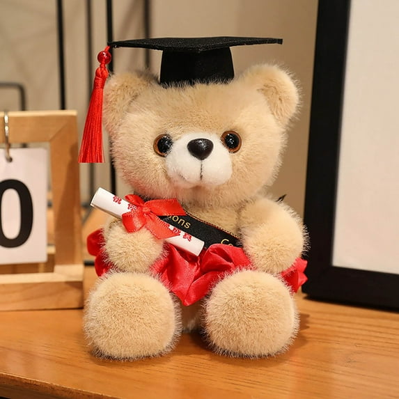 Graduation Decorations 2025 - Fwttom 7Inch Graduation Bears Class of 2025, Graduation Gifts Light Brown Plush Bear with Hat for Kindergarten Elementary High School College Party