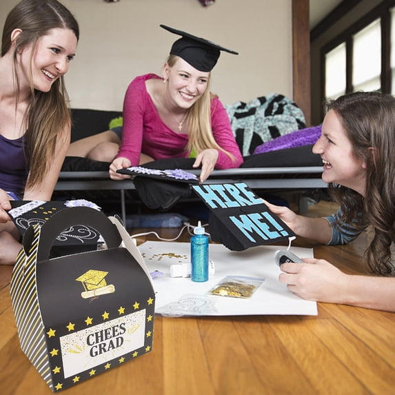 Graduation Decorations 2025 Gift Wrapping Paper Graduation Cap Gift Box Perfect For Doctoral Graduation Gifts And Party Favors,Black Home Decoration Gift Wrapping Paper 8x11x12cm