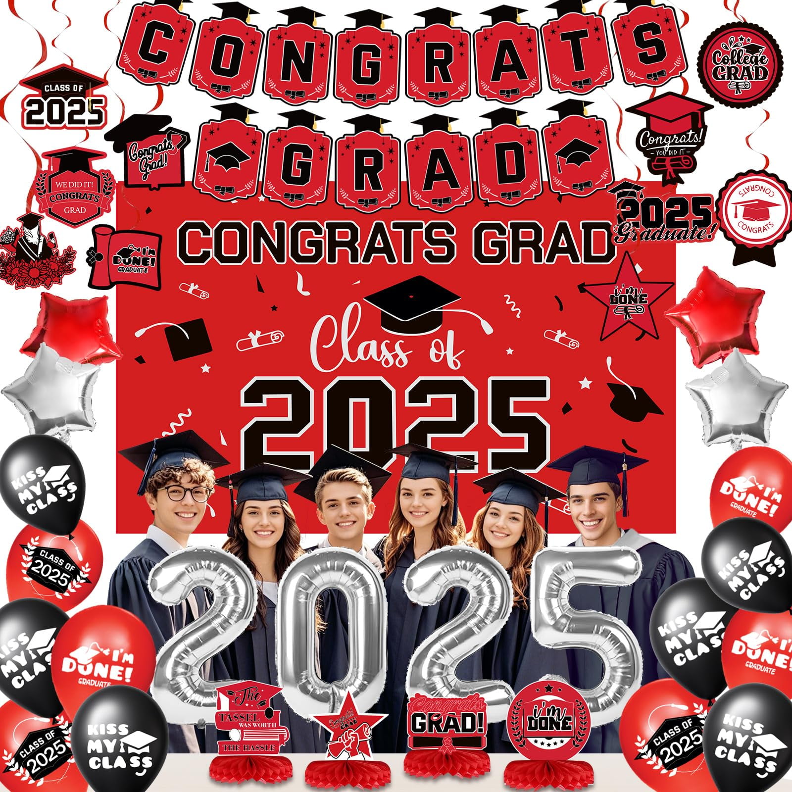Graduation Decorations 2025, Graduation Decorations Class of 2025, Red