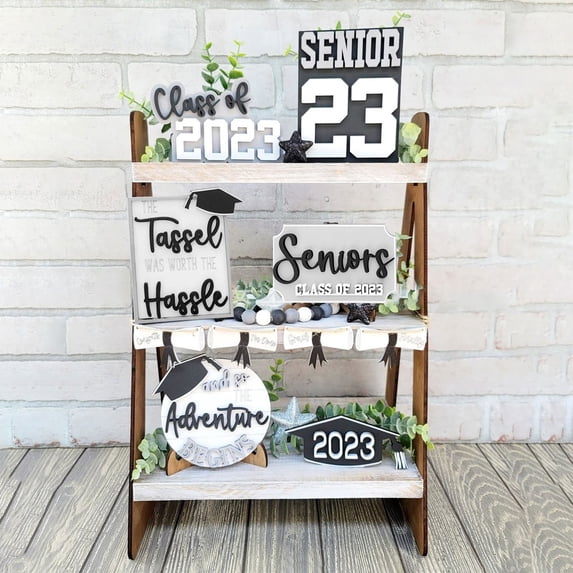 Graduation Decorations 2025 Home Decoration Tray Decoration 2023 Season Of Graduation Gradation Tiered Tray Set,White Home Decoration Tray Decoration
