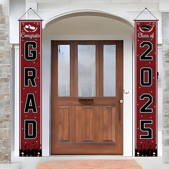 Graduation Decorations 2025 - Maroon Congrats Grad Porch Banner for Graduation Party Decorations - Class of 2025 - Party Favors Supplies Backdrop Yard Signs Decor