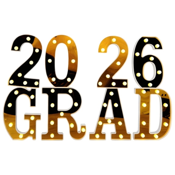 Graduation Decorations 2026 8 LED Long Marquee Light Up Letters 'Grad 2026' Sign For Kindergarten Preschool High School College Graduation Party Photo Backdrop Wall Decor
