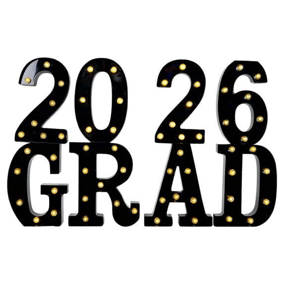 Graduation Decorations 2026 8 LED Long Marquee Light Up Letters 'Grad 2026' Sign For Kindergarten Preschool High School College Graduation Party Photo Backdrop Wall Decor