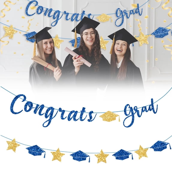 Graduation Decorations 2026, Class of 2026 Hanging Swirls, Congrats Grad Hanging Swirls Decorations, Graduation Party Decorations includes Glitter Congrats Grad Banner Garland, 2Pcs