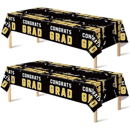 Graduation Decorations 2026 - Class of 2026 - Plastic Black Tablecloth for Graduation Party Decorations - Class of 2026 Decorations Party Favors Supplies Banner,2 Pack