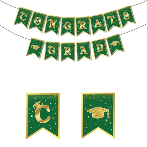 Graduation Decorations 2026 Congrats Grad Banner 7.09x5.12 Inch Paper Pennant Garland, Graduation Party Decoration Banner for Indoor School Celebration