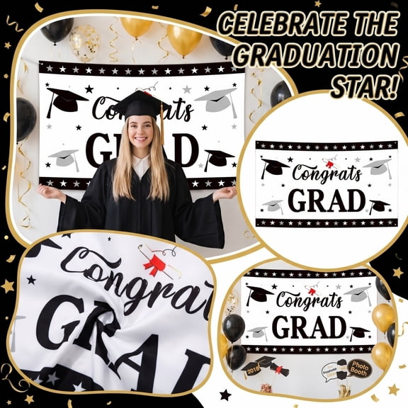 Graduation Decorations 2026, Congrats Grad Banner, Graduation Banner Class of 2026, Grad Party Decorations Graduation Backdrop 2026