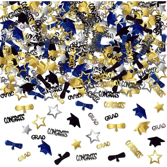 Graduation Decorations 2026 | Congrats Grad Confetti - Pack of 1000 | Navy Blue and Gold Graduation Confetti 2026, Grad Confetti Class of 2026, Graduation Decorations,