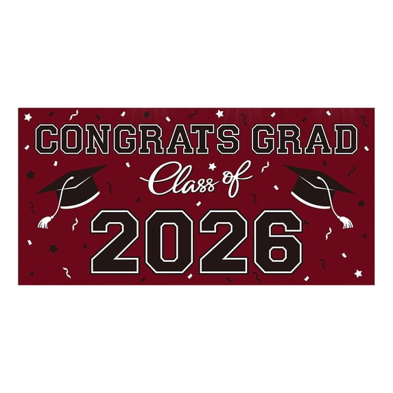 Graduation Decorations 2026, Congrats Grad Party Supplies, Large 5x3 ft Fabric Banner for Photo Booth/Backdrop, Class of 2026 Wall Decor for College Graduation