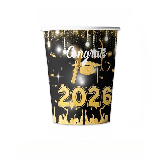 Graduation Decorations 2026 Gold Themed Set - Congrats Grad Banner, Class of 2026 Backdrop Complete Party Supplies for High School & College Celebrations
