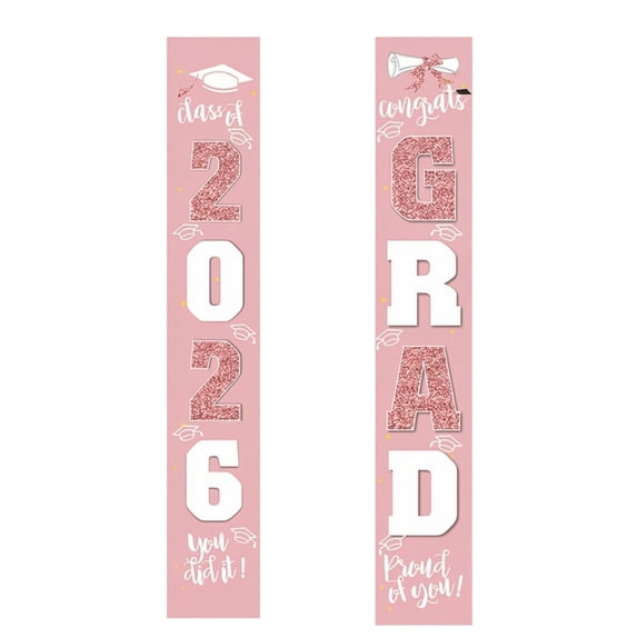 Graduationa Signs Pink Graduation Decorations 2026, Pink Rose Gold Door Porch Signs ...