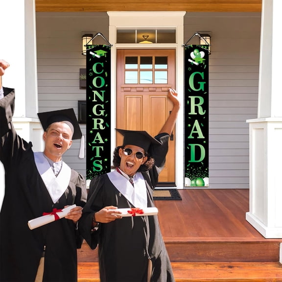 Graduation Decorations 2026 Porch Banner, Graduation Banner Class Of 2026, Green Congrats Grad Decorations For Door And Porch Party Supplies