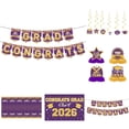 thumbnail image 1 of Graduation Decorations 2026 Set Purple Gold,Congrats Grad Decor Set With Banner Backdrop Porch Sign,Hanging Swirls Honeycomb Centerpieces Balloons For Grad Party Decorations,Class Of 2026 Decorations, 1 of 9