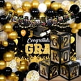 Graduation Decorations Class of 2024 Black Gold Grad Party Supplies