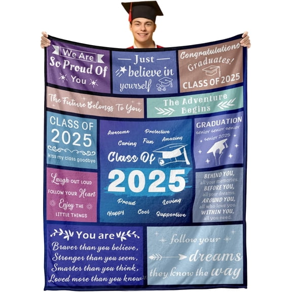 Graduation Decorations Class of 2025 Graduation Gifts for Him Her College Graduation Gifts for Women Men 2025 Senior Middle High School Master Phd Nurse 5th 8th Grade Graduate Throw Blanket 50"×60"