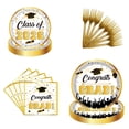 thumbnail image 1 of Graduation Decorations Class of 2026 Graduation Party Dinnerware Set White Gold Graduation Plates and Napkins,Forks for College High School Congrats Grad Party Supplies,Serves 24, 1 of 5