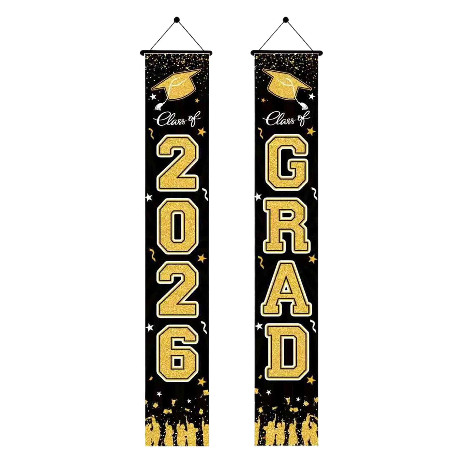 Graduation Decorations Class of 2026 Black and Gold Party Decor Set ...